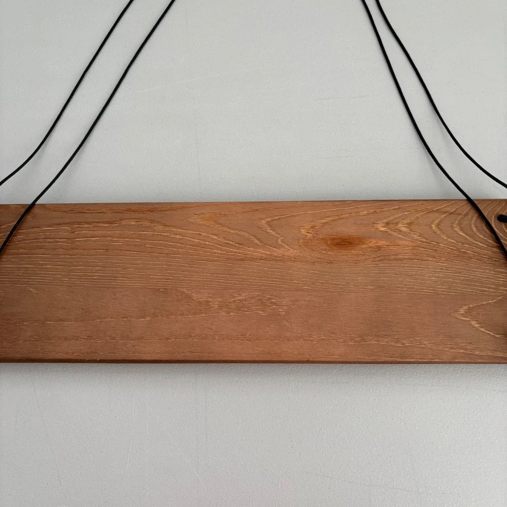 Set of 2 Wood Hanging Swing Shelves Rustic Floating Boho Wall Decor Brown‎